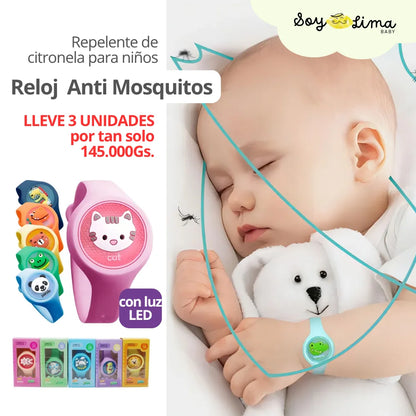Reloj Anti Mosquitos - Repelente de citronela para niños (PACK 3X1 🦟 )
